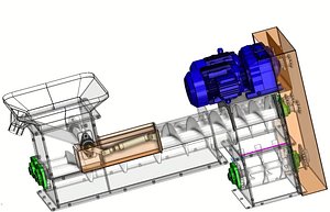 Twin Screw Conveyor - Efficient Material Handling and Mixing System 3D model