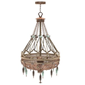 Chandelier with crystal copper