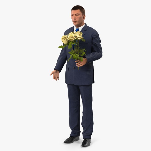 man yellow roses 3D model