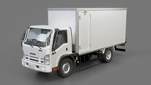 3D Isuzu NPR Box Truck 2018 model