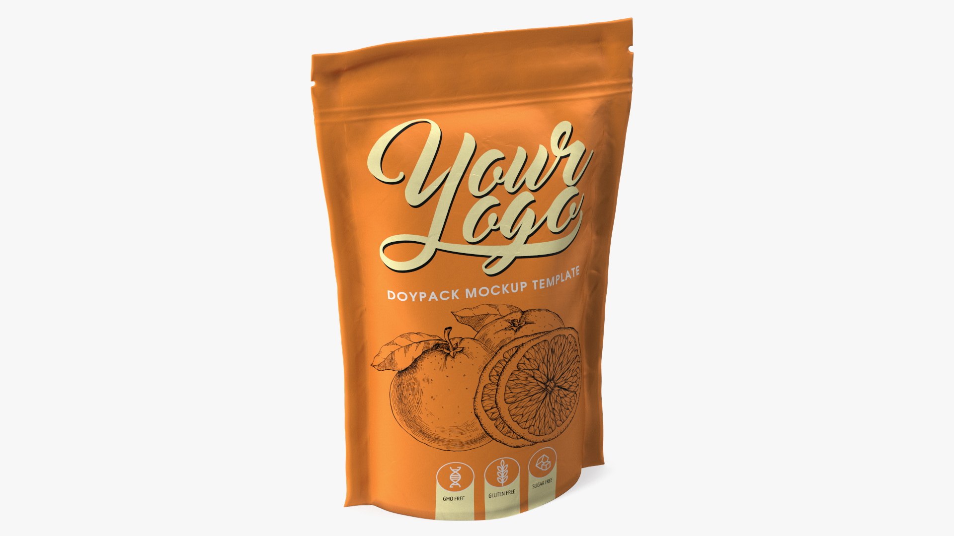 Doy Pack With Zipper Mockup Orange 3D model preview