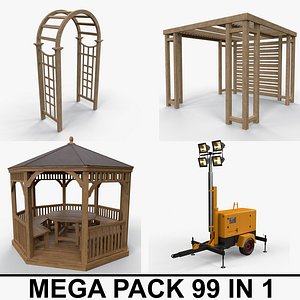 PBR Street Park Pergola Gazebo - Mega Pack