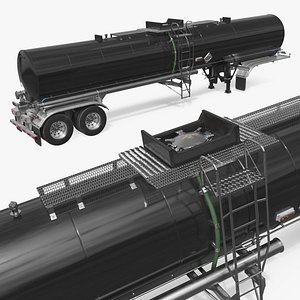 Liquid Tank Semi Trailer Rigged 3D model