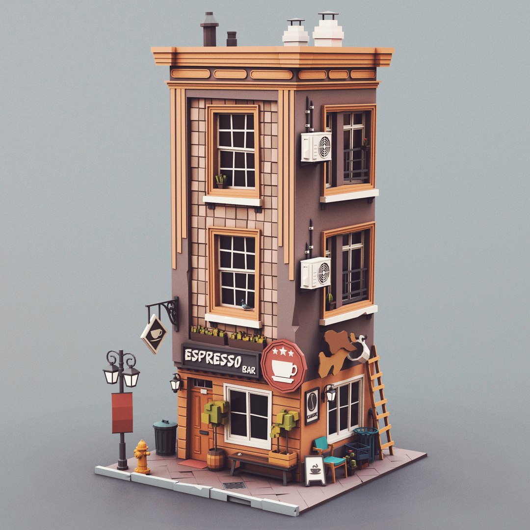 Low Poly Espresso Bar 01 3D Model - TurboSquid 2017633