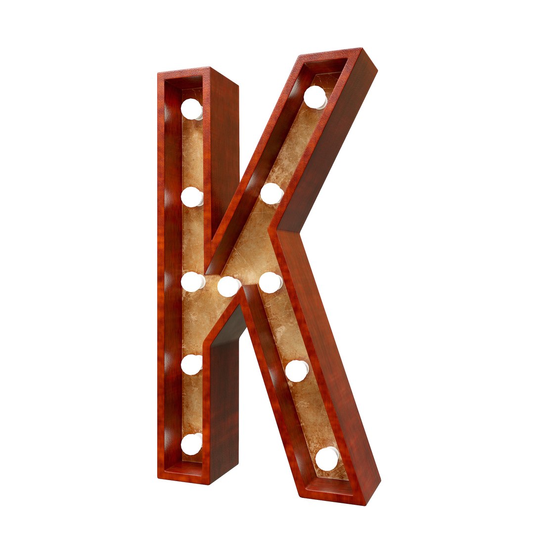 Marquee letter K light bulb wooden glow sign 3D model - TurboSquid 1974445