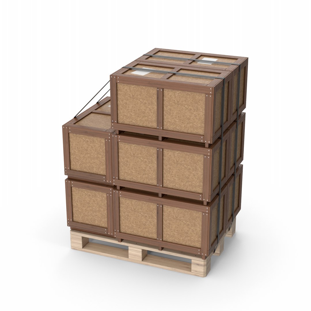 Crate Cargo Boxes On Wood Pallet 3D TurboSquid 2072316