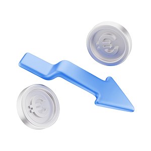Coin Euro Down Arrow Icon 3D model
