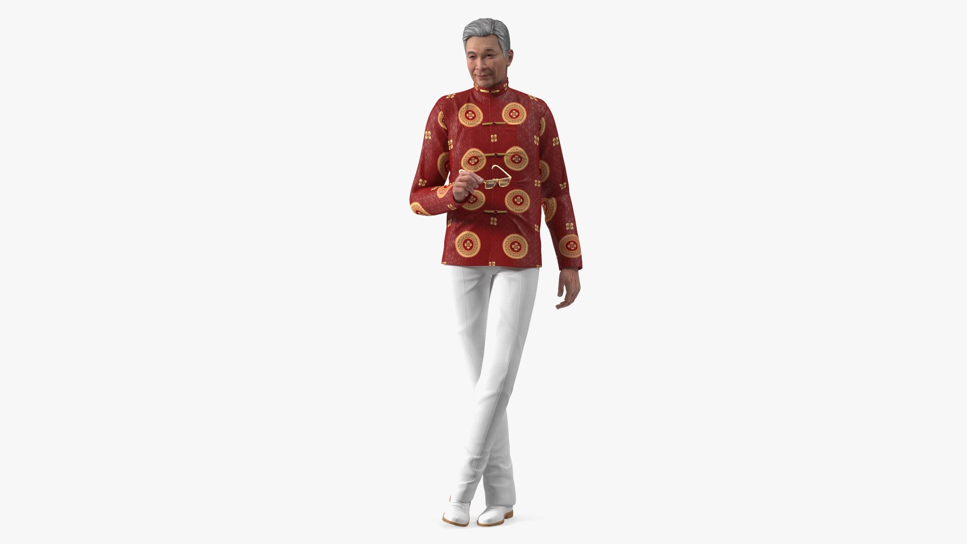 Senior Chinese Man Wearing Traditional Clothing 3D model preview