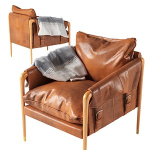 3D model havana leather chair anthropologie