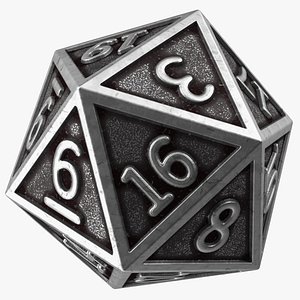 DND D20 Dice Silver