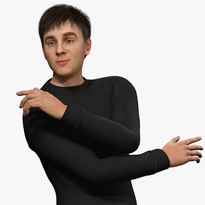 Realistic Modern Young Man with Black Sweater 3D model