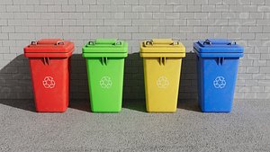 Recycle Trash Garbage Cans Low Poly