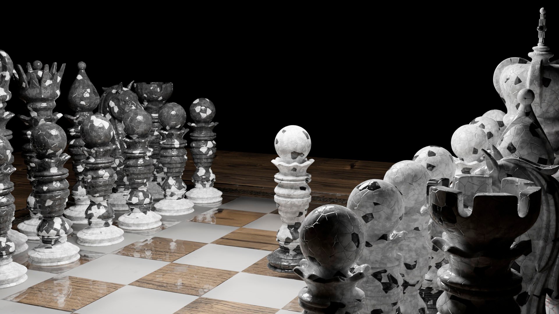 Chess board with all chess pieces 3D Stock Photo by ©djmilic 169681012