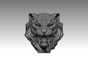 head tiger cat statue 3D model