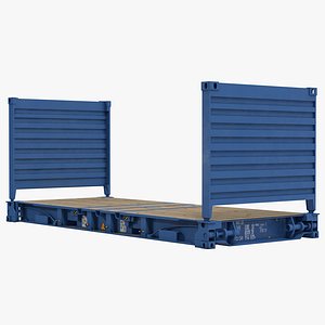 3d model flat rack container blue