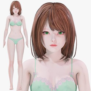 Lingerie clothes 0006 - Rigged -Unreal - Unity - Blender - Animated - Realistic Female Character