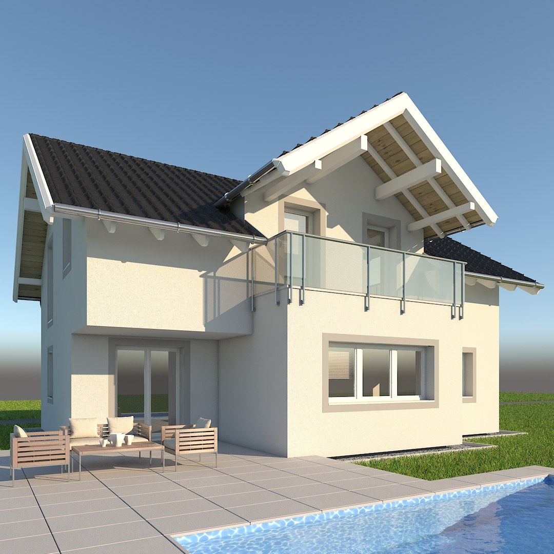 3d modern single family home model