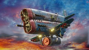 Stylized realistic blue airplane