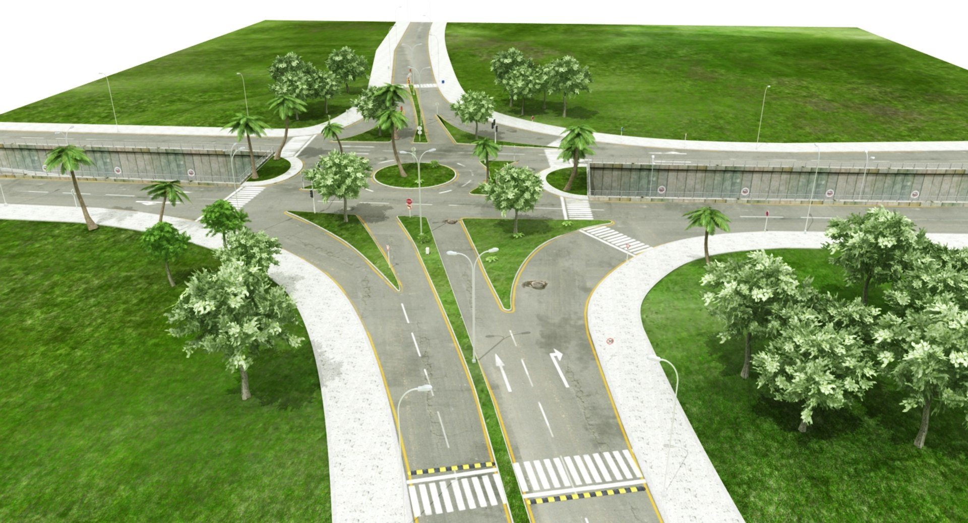 3D intersection road - TurboSquid 1356618