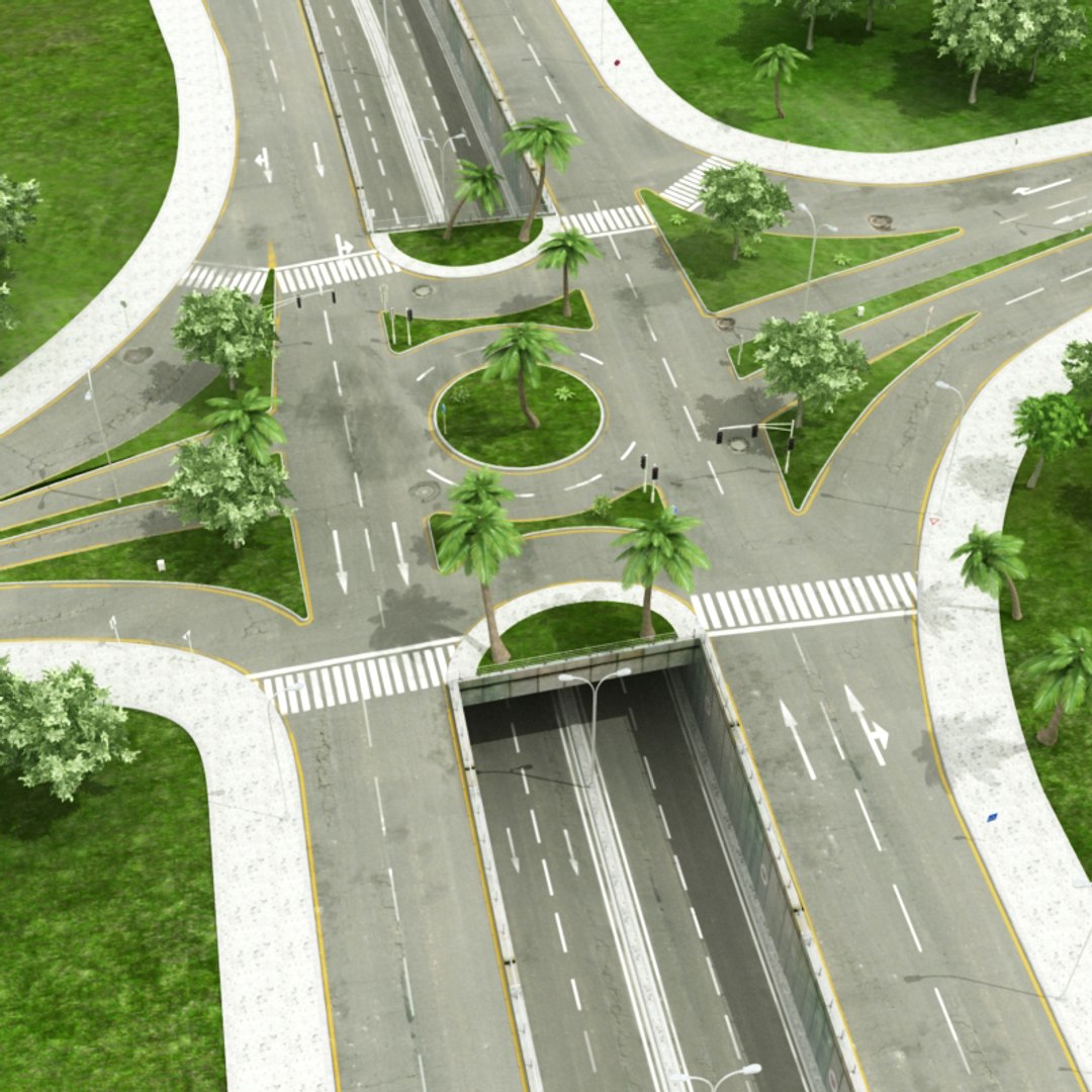 3D intersection road - TurboSquid 1356618