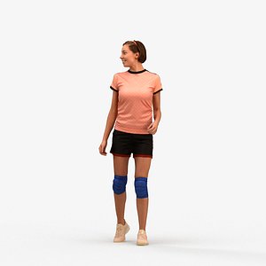 3D 00522Eva008 - Adult Caucasian woman exercising outdoors in summer athletic wear model