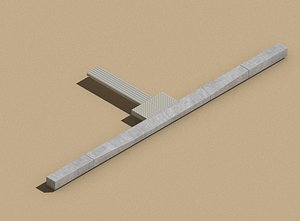Concrete Curb Ramp with Tactile Paving Accessible Sidewalk Low Poly Modular