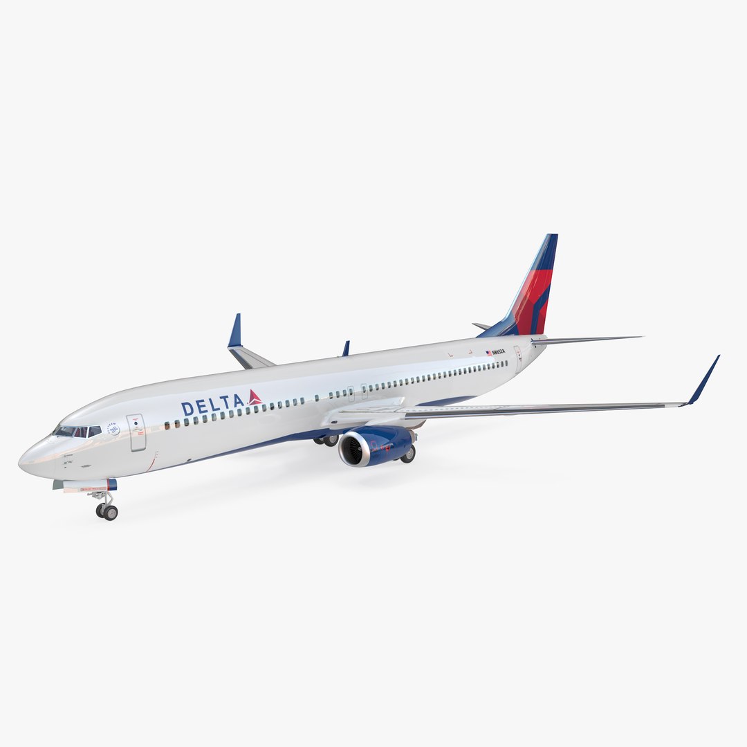 Boeing 737-900 with Interior Delta Air Lines Rigged 3D model preview
