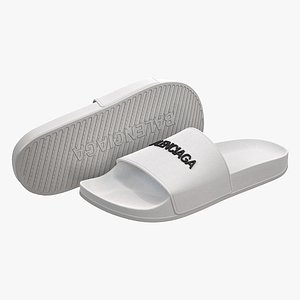 3D Balenciaga Slide Sandals White