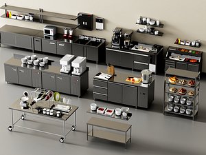Commercial Kitchen Stainless Equipment Pack PBR Game Ready 3D model