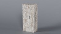 Low Poly 2 doors old white wood wardrobe 3D Model StemCell certified 4K PBR Textures