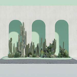Cactus plant pile succulent landscape design Arch wall Internet celebrity check-in landscape wall ph