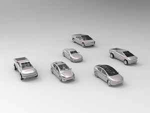 Tesla cars pack low and high poly