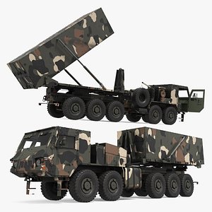 Heavy Duty Missile Launcher Vehicle with Module Camouflage Rigged