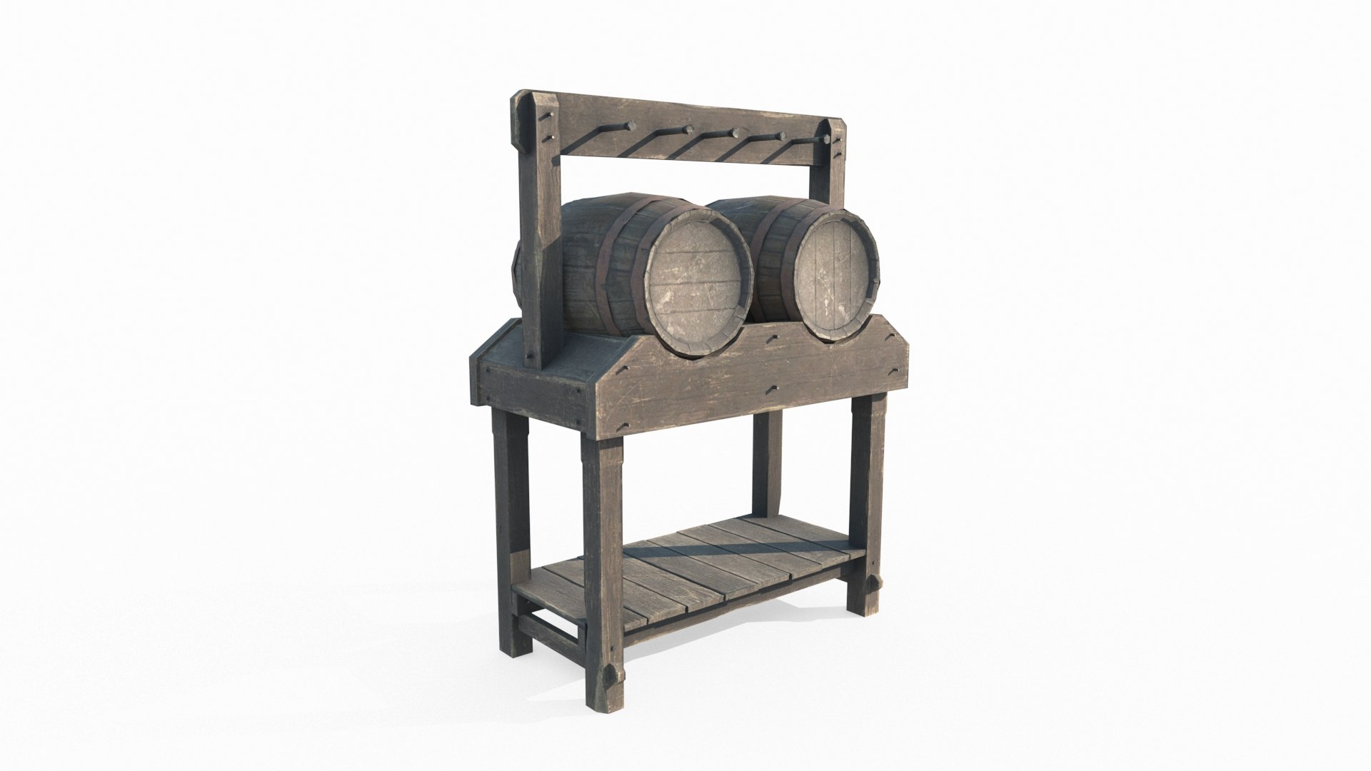 3D Ancient Wine Barrel Rack Model - TurboSquid 2248219