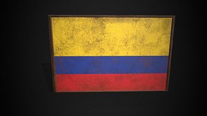Old Picture Frame With Colombia  Flag - Game Ready PBR Low-poly 3D Model model