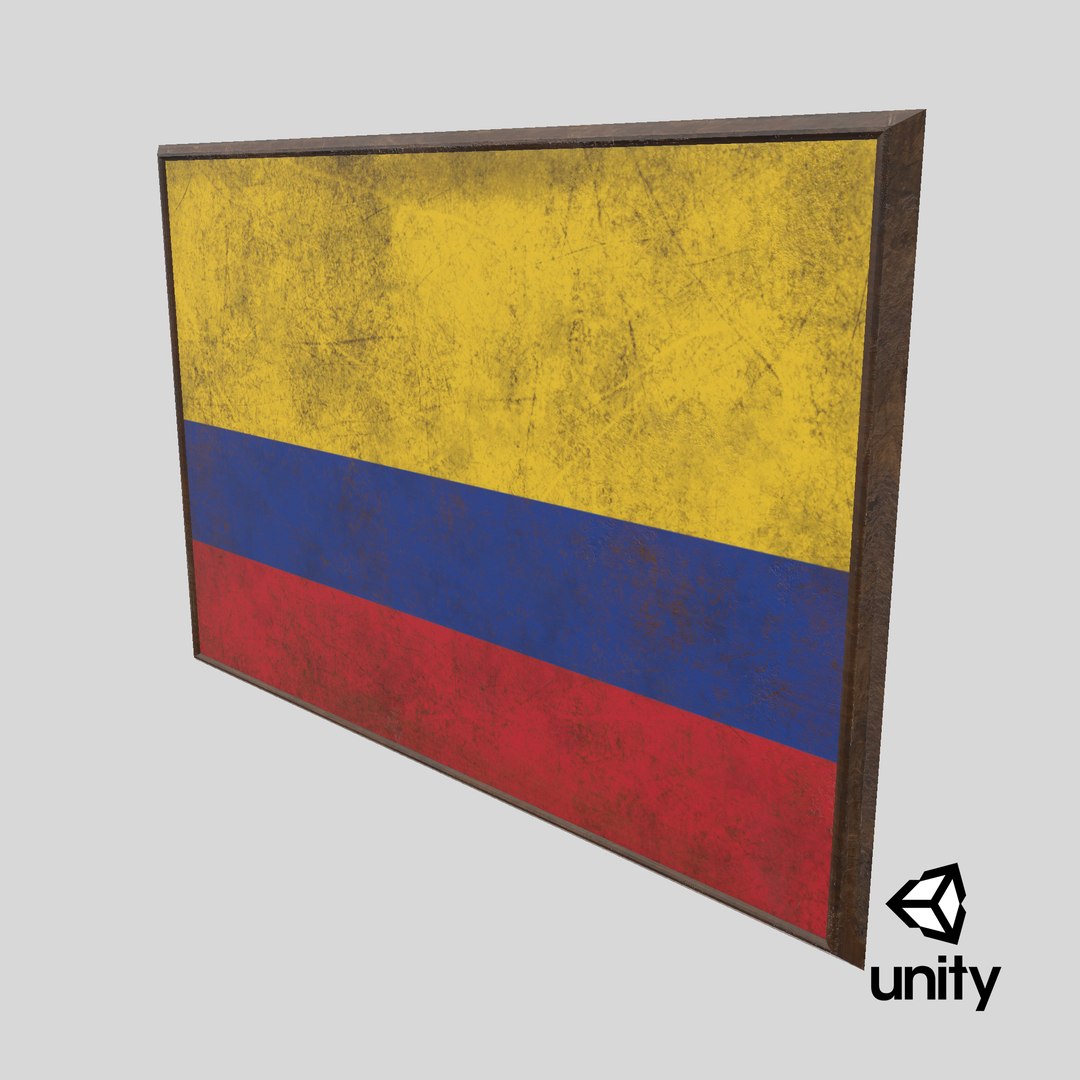 Old Picture Frame With Colombia Flag - Game Ready PBR Low-poly 3D Model ...