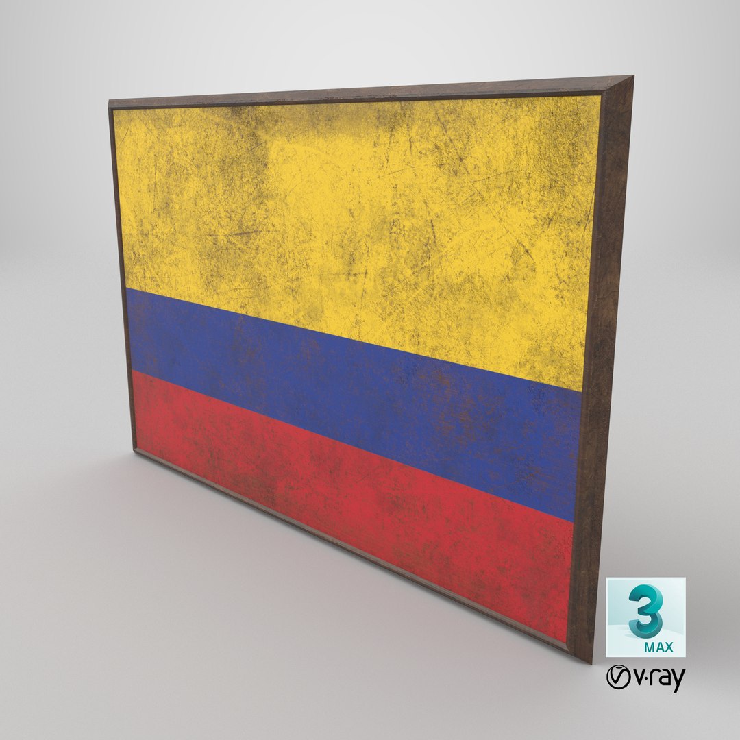 Old Picture Frame With Colombia Flag - Game Ready PBR Low-poly 3D Model ...