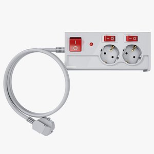 3D model Power strip on 2 sockets