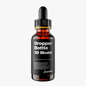 Minimalist Dropper Bottle 3D Model - Modern Cosmetic Packaging