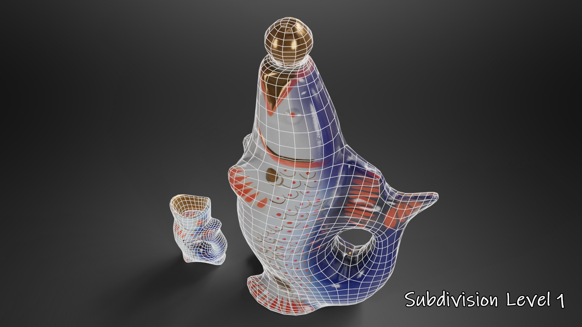 Vintage Fish Decanter 3D model https://p.turbosquid.com/ts-thumb/8d/wjIYpO/G3/wire2h/png/1768503835/1920x1080/fit_q87/71f3e64c3f32f5f6c2edb10f210ed2d0cf4a248f/wire2h.jpg