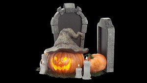 3D model Halloween Pumpkin Head Gravestone Kit