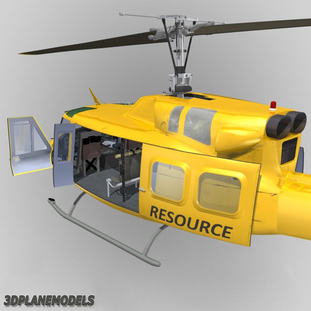 Bell 212 Huey Helicopter 3d Model