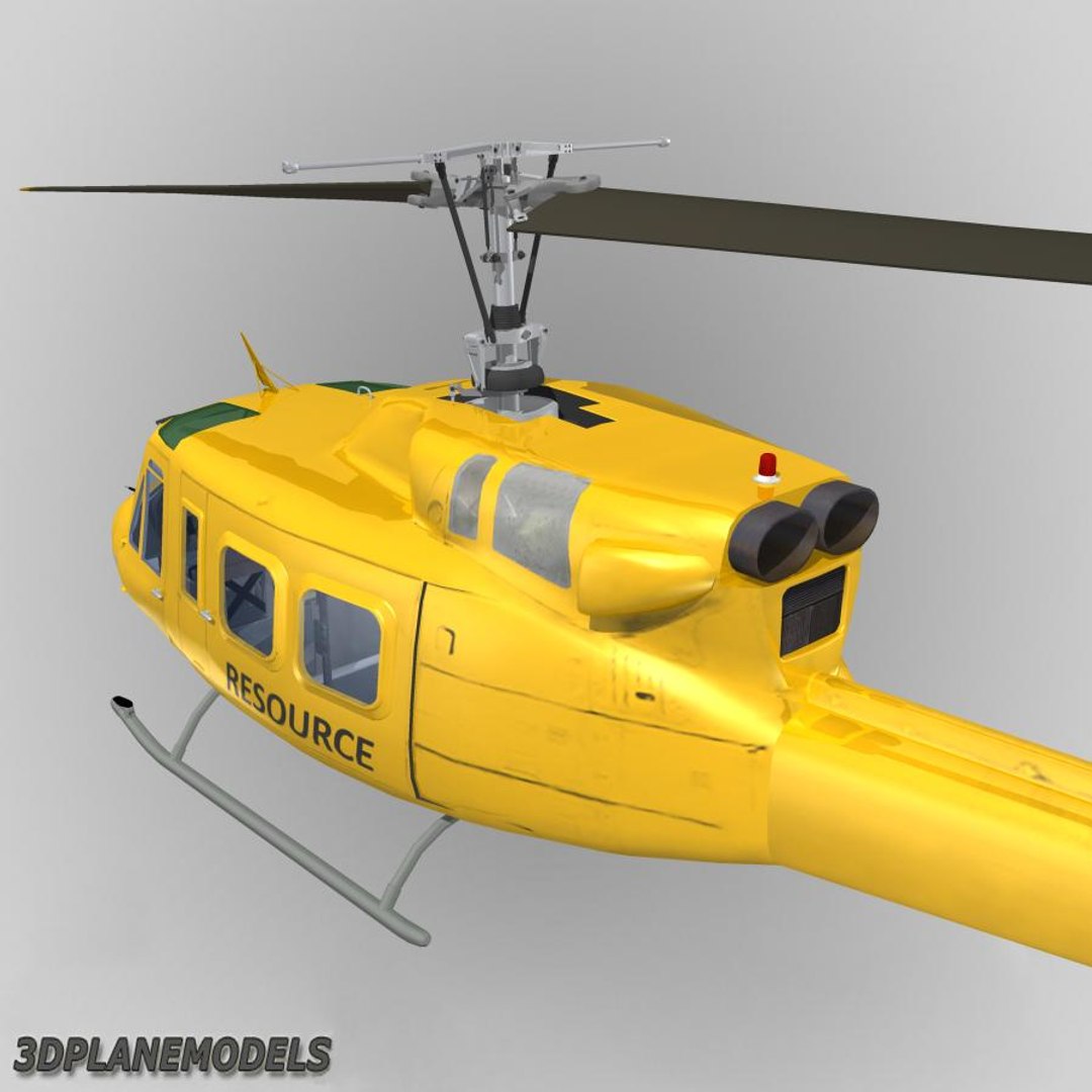 Bell 212 Huey Helicopter 3d Model