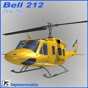 bell 212 huey helicopter 3d model