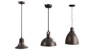 Three Metal Oil Ceiling Lamps 3D model 3D model