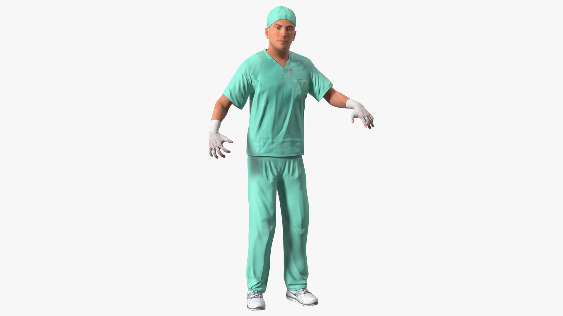 Male Surgeon Doctor Stained Blood Clothes Rigged 3D model preview