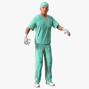 Male Surgeon Doctor Stained Blood Clothes Rigged 3D model