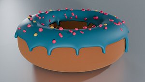Blue Frosted Donut 3D Model with Procedural Sprinkles model