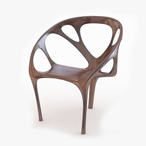 3D Modern Chair Walnut Wood