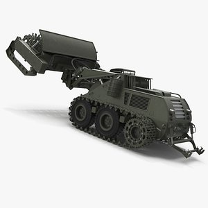 3D Unmanned Engineering Vehicle for Demining Operations Military Green Rigged for Cinema 4D